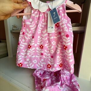 Jacadi Pink and White Floral Diaper Cover Set
